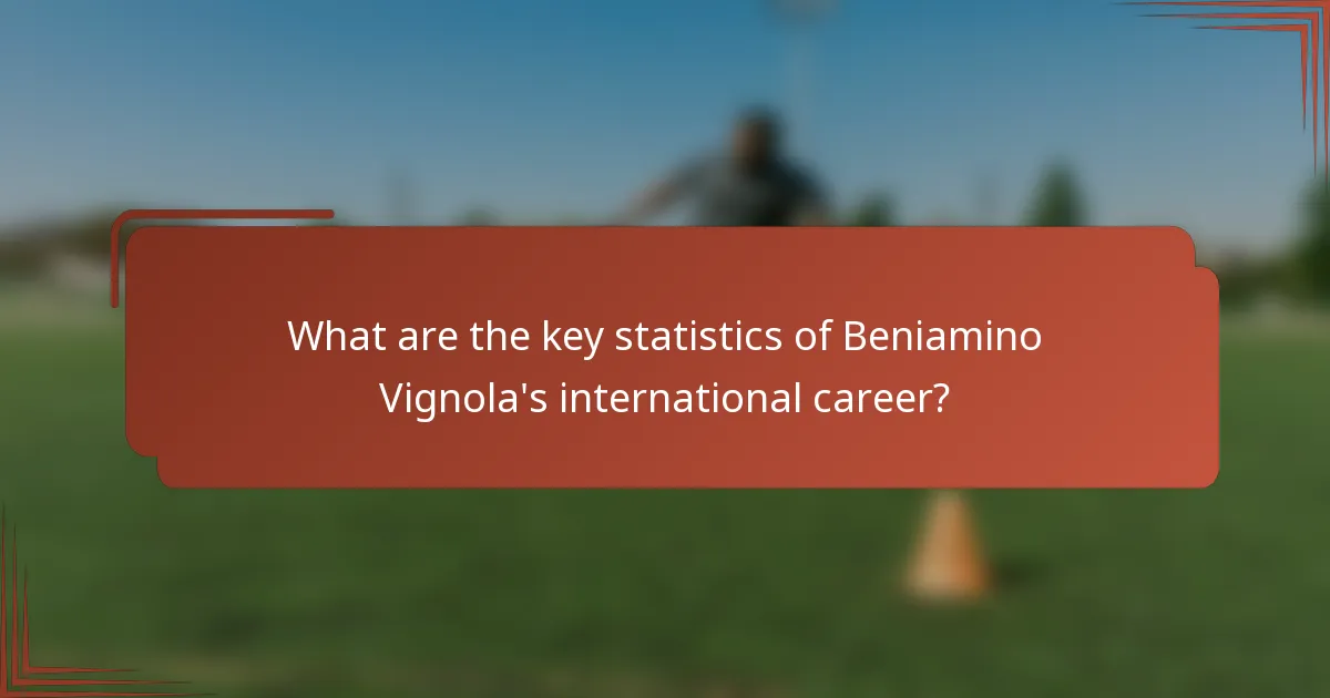 What are the key statistics of Beniamino Vignola's international career?